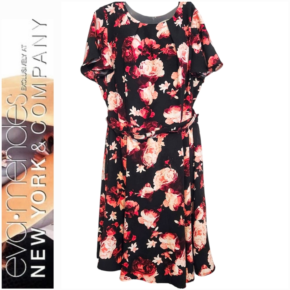 Eva Mendes for New York & Co Floral Midi Dress EUC